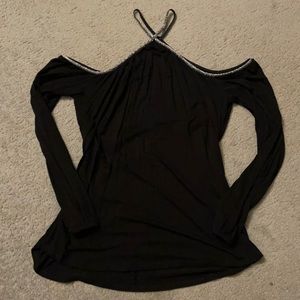 High neck, cold shoulder top